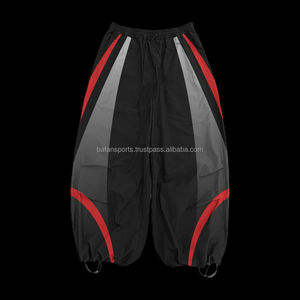 Confortable imperméable coupe-vent pantalon taille élastique hommes pantalons couleur unie surdimensionné hommes coupe-vent ample lavé hommes pantalons - Product Image 3