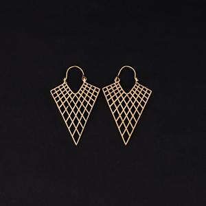 Boucles d'oreilles Trikoni Géométrique Trendy Laiton Plaqué Or 55x32mm - Product Image 2