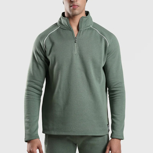 Sweat-shirts à col ras du cou et demi-zip en coton personnalisés grande taille RTS, respirants et écologiques, sweats à capuche pour hommes de haute qualité - Product Image 1