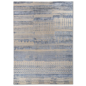 Alfombra Kavi Rosa y Morada, Tejida a Mano con Lana y Seda de Bambú, Diseño Geométrico 3D Rectangular para el Hogar, Modelo ESRM-663(Fr) - Product Image 1
