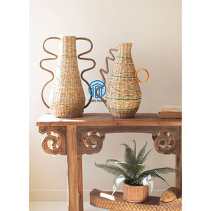 Vase en jonc de mer naturel fait à la main de haute qualité porte-fleurs décoratif pour Boho moderne ou décor à la maison rustique - Product Image 4
