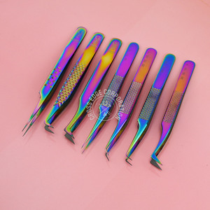 Top Rated Fiber Grip Eyelash Extension Tweezers High Quality 45 90 Lash Tweezer Isolation Stainless Steel Fiber Tip <b>Tool</b> - Product Image 1