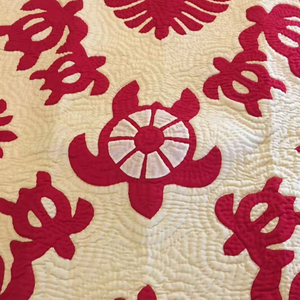 Manta acolchada de algodón con estampado de tortuga roja de alta calidad, edredones hechos a mano hawaianos más vendidos, atractivo diseño bordado a mano - Product Image 1