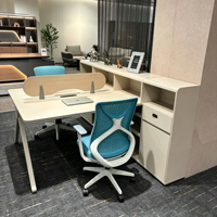 Poste de travail modulaire moderne pour bureau avec armoire de classement, table de poste de travail pour 2 personnes