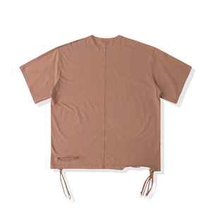 Camiseta de algodón pesado de gran tamaño negra personalizada 300 GSM último diseño bordado corto Unisex moda de hombre Camiseta con estampado en blanco - Product Image 5