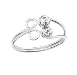 Customizable Retro Opening Foot <b>Toe</b> <b>Ring</b> 925 Sterling <b>Silver</b> with Crystal Encrusted Crystal Jewelry - Product Image 2