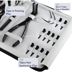 Kit d'outils d'extension de cheveux de qualité supérieure outil de crochet de traction de cheveux microbilles et ruban adhésif dans la pince dissolvante 10 pièces Clips de sectionnement Mini ciseaux - Product Image 3