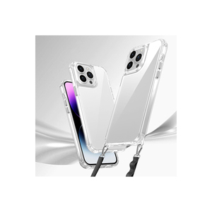 Coque de protection en silicone Netzy pour iPhone 14 Pro, transparente, avec sangle détachable, coque arrière en silicone souple, modèle A53, élégante, INS - Product Image 2
