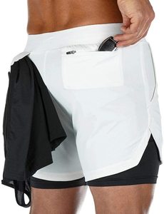 Shorts de sport pour hommes à motif sportif, séchage rapide, pour entraînement, course et fitness, double couche, taille élastique, pour la gym - Grande Vente - Product Image 2