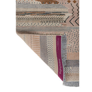 Tapis noués à la main en laine et soie de bambou à motifs géométriques Manchaha, rose et violet, pour usage domestique - Les-2938 - Product Image 5