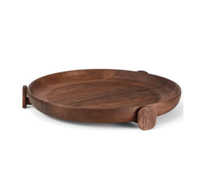 Bandeja Redonda Decorativa de Madera de Acacia Hecha a Mano, Ecológica y de Buena Calidad, con Asas de Metal, Venta al Por Mayor - Product Image 6