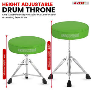 5 Core Drum Throne 3 Thick <b>Padded</b> Memory Foam Comfortable Drummer <b>Stool</b> 200Lb Capacity Adjustable - Product Image 5