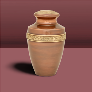 Urne de crémation en cuivre Design élégant Urne funéraire avec bande florale Urne de stockage en laiton pour cendres humaines adultes - Product Image 6