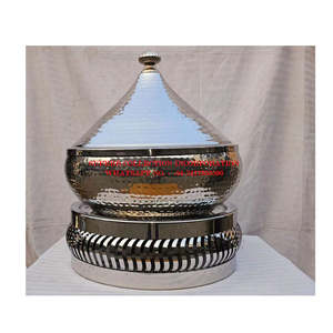 Plato de frotamiento redondo de acero inoxidable moderno con base decorativa y tapa Calentador de alimentos para buffet para restaurante de hotel Catering y eventos - Product Image 3