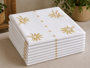 Hand Embroidered Sunflower Cotton <b>Tablecloth</b> Set Classic Floral Design Eco-Friendly Washable Customizable Home Use White - Product Image 4