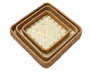 Bandejas de mimbre natural, bandeja de servicio de ratán, placa de almacenamiento de Vietnam, desayuno rectangular con precio competitivo - Product Image 3