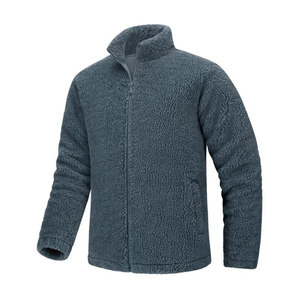 Winter Jacket Custom OEMODM Polar Fleece <b>Fabric</b> Zip up Embroidery Plus Size Men's Winter <b>Sherpa</b> Fleece jacket for men - Product Image 3