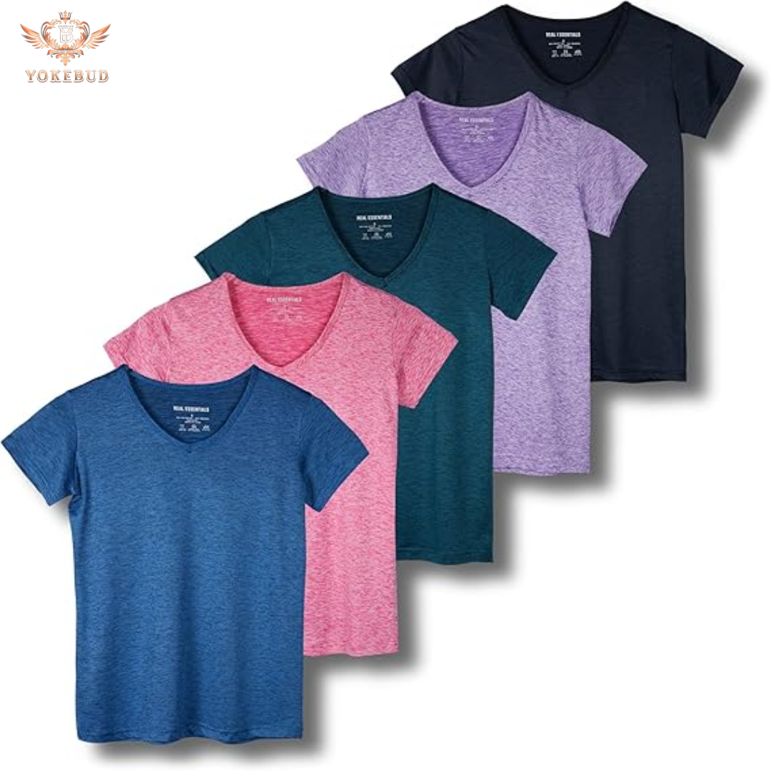 High Quality Women's V Neck Solid Color Summer Knitted Breathable T-Shirt Soft Organic Cotton Slim Fit Casual OEM Custom Logo