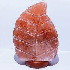 Stylish Himalayan Pink Salt Lamp with Unique Leaf Carving and Handcrafted Wooden Base for Natural Home Decor in Love Theme - Product Image 6
