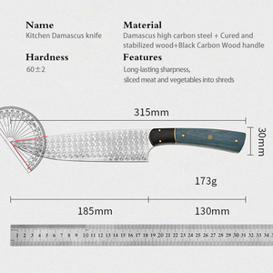 มีดเชฟเหล็กดามัสกัสใช้มือยึดใบมีดคมงานทำมือปรับแต่งได้ - Product Image 6