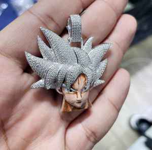 Colgante Infantil con Personaje de Goku, Moissanita Redonda de Corte Brillante, Chapado en Rodio, Joyería Fina Hip Hop, Dijes y Colgantes - Product Image 3