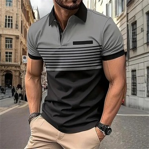 Camisa de manga corta con estampado de bloques de color para hombre, camisetas informales de verano de gran tamaño para uso diario, estilo de negocios para hombre maduro encantador, camisetas necesarias - Product Image 6