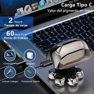 Afeitadora Eléctrica Recargable USB 5 en 1 para Hombre, Máquina de Afeitar Impermeable IPX7 con 8 Cabezales Giratorios y Pantalla LED para Uso Corporal - Product Image 4