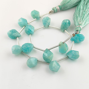 Amazonite 10x5mm Fancy Shape Twisted Beads Jewelry Making Rondelle 12-14 Beads in a 8 Inches Strands Amazonite Twisted Beads - Product Image 1