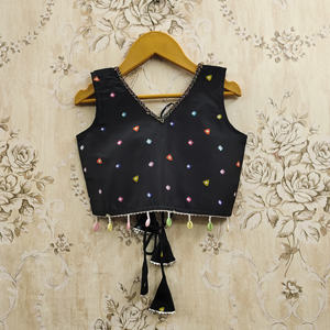 Ensemble Lehenga Choli pour filles, noir, imprimé Bandhani, polyester, longueur au sol, entièrement cousu, avec dupatta |   Traditionnel et festif - Product Image 5