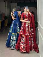 Ensemble Festive Rayon Lehenga avec un superbe style de 6 mètres, Gota Patti Work et une élégante finition en dentelle cauri