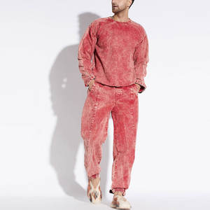 Chándal de hombre de alta calidad, estilo urbano, con efecto lavado, de tejido grueso, con LOGO personalizado, corte oversize, con patchwork desgastado y capucha - Product Image 5