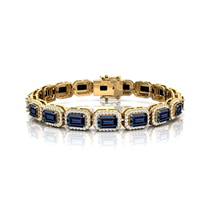 Pulsera de Cadena de Tenis de Diamante y Alejandrita Cultivada en Laboratorio de Oro de 14K, 7 Pulgadas, Tendencia Listo para Enviar, Pulseras de Tenis de Diamante - Product Image 1