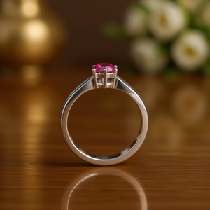 925 Sterling <b>Silver</b> Women's Elegant Engagement <b>Ring</b> with Natural Ruby Marquise Cut <b>Solitaire</b> and Prong Setting - Product Image 3