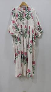 Vestido largo informal de verano hecho a mano con estampado de bloques de algodón para mujer, vestido Midi floral con estampado floral bohemio - Product Image 3