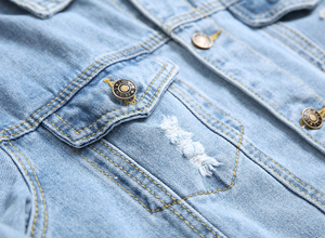 Veste de camionneur motard en jean robuste Cowboy décontracté pour hommes hiver cuir personnalisable bouton décoration conception unie-vente en gros - Product Image 4