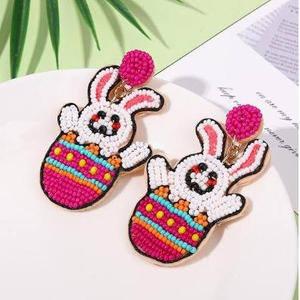Giá tốt nhất hạnh phúc Easter <span class=keywords><strong>Egg</strong></span> đính cườm bông tai màu tím và màu hồng nữ đính cườm Bông tai thời trang Đồ trang sức thủ công mỹ nghệ - Product Image 2