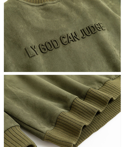 100% algodón liso grueso de alta calidad de lana de gran tamaño con cuello redondo sudaderas con capucha para hombre Vintage lavado ácido sudadera pesada - Product Image 2