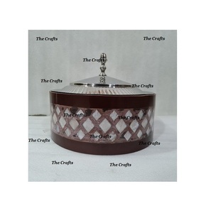 Attractive Design Wooden And Mop Work Hot Pot <b>Casserole</b> <b>Dish</b> <b>With</b> Steel <b>Lid</b> Kitchenware Serving Hot Pot At Low Prices - Product Image 1