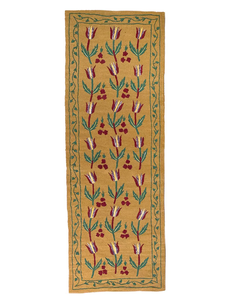 Tapis de coureur Killim de travail de broderie de fil floral de coton noué à la main pour la décoration de maison et de salon - Product Image 1
