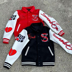 Venta al por mayor lana Letterman Bomber béisbol cosecha Varsity chaqueta OEM personalizado invierno Vintage Escuela Universidad hombres chaquetas abrigo - Product Image 5