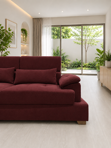 Sofá Esquinero Moderno en Forma de L, Modelo Montecarlo, Tapizado en Color Granate, Sofá Seccional Personalizado con Tela, Muebles para Sala de Estar, Hotel, Villa, Casa - Product Image 2