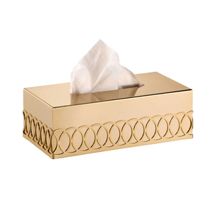 Gold Stainless Steel Rectangular Tissue Box Table Top <b>Napkin</b> Storage Holder Elegant <b>Napkin</b> <b>Dispenser</b> for Bathroom & Living Room - Product Image 6