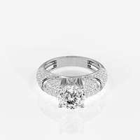 Anillos de Moissanita con Corte Portugués en Plata de Ley con Baño de Rodio y Engaste Pavé, Joyería Elegante y con Estilo