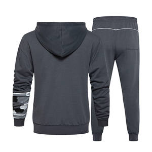 Conjunto Deportivo Personalizado para Hombre, Dos Piezas, Pantalones Jogger y Chaqueta con Cremallera Completa, Talla Grande, Informal, Deportivo de Invierno, 100% Algodón, Color Sólido - Product Image 2