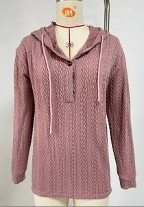 Sudadera con capucha tejida en blanco para mujer, ropa de otoño, ropa cómoda abotonada, abrigo Formal de manga larga de calidad para invierno - Product Image 5