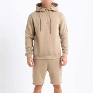 <b>Men</b> Winter Hooded Two Piece Custom Windbreaker Sports <b>Shorts</b> and <b>Zip</b>-Up Hoodie Tracksuit Sweat suit <b>Short</b> Set - Product Image 1