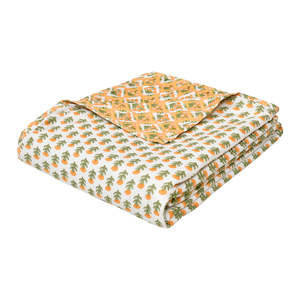 BLOCKS of INDIA Polycotton Double Dohar Yellow Flower Manta de cama de algodón opaco para el verano - Product Image 1