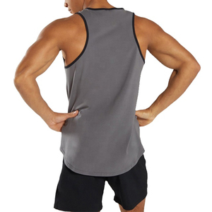 2022 Men's Solid Workout Vest Crew Neck Blank Knitted Polyester Cotton Breathable Quick Dry Anti-Pilling Gym Fitness Tank Top - Product Image 3
