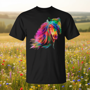 Camiseta Artística con Caballo Arcoíris en Acuarela para Amantes de los Caballos, para Promociones - Product Image 3