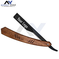 Rasoirs de barbier Manche en bois Acier inoxydable Noir et argent Rasoirs à gorge Salon Ménage Fabricant de marque OEM Shavette